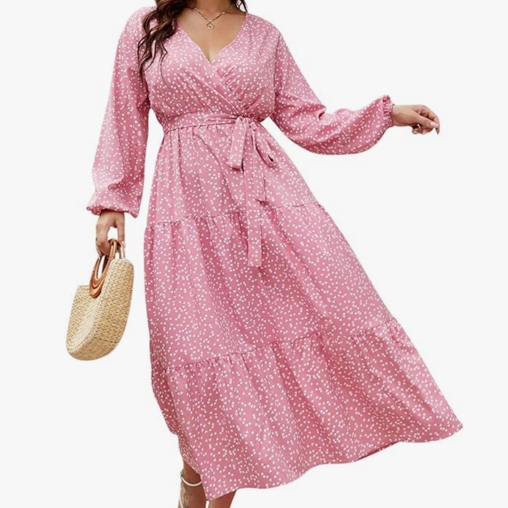 Pink & White Heart Print Maxi Dress Size 2X  (18/20)